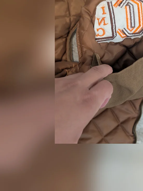 Weatherproof Quilted Vest with Sherpa Collar in Tan and Cream Size L - Picture 9 of 14